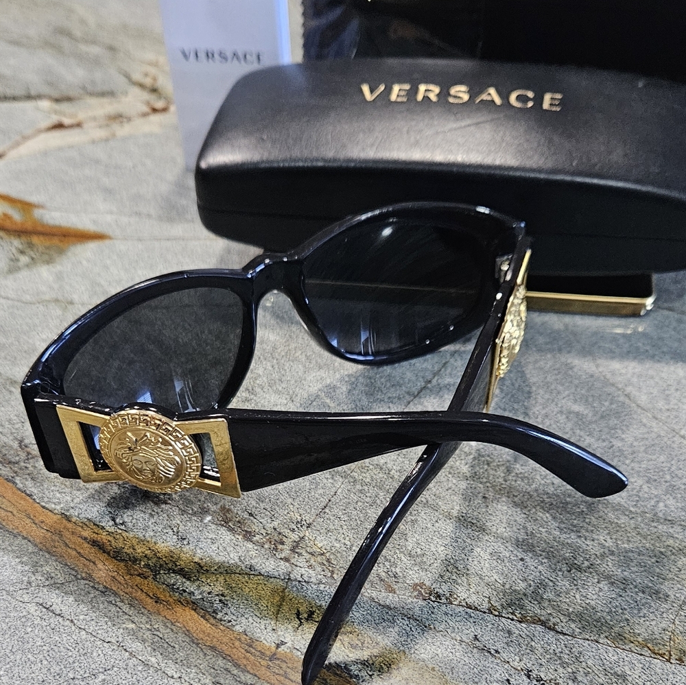 Versace Black Sunglasses with Gold Medusa Detail